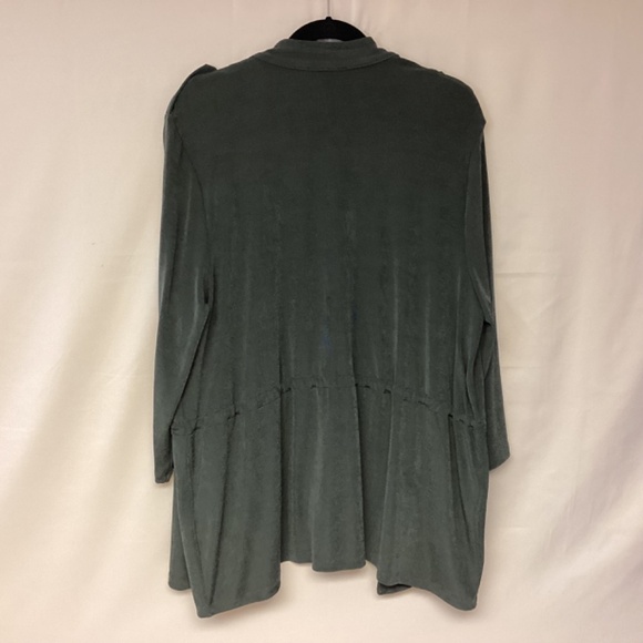 Relaxed Open-Front Green Drawstring Jacket - Picture 5 of 11